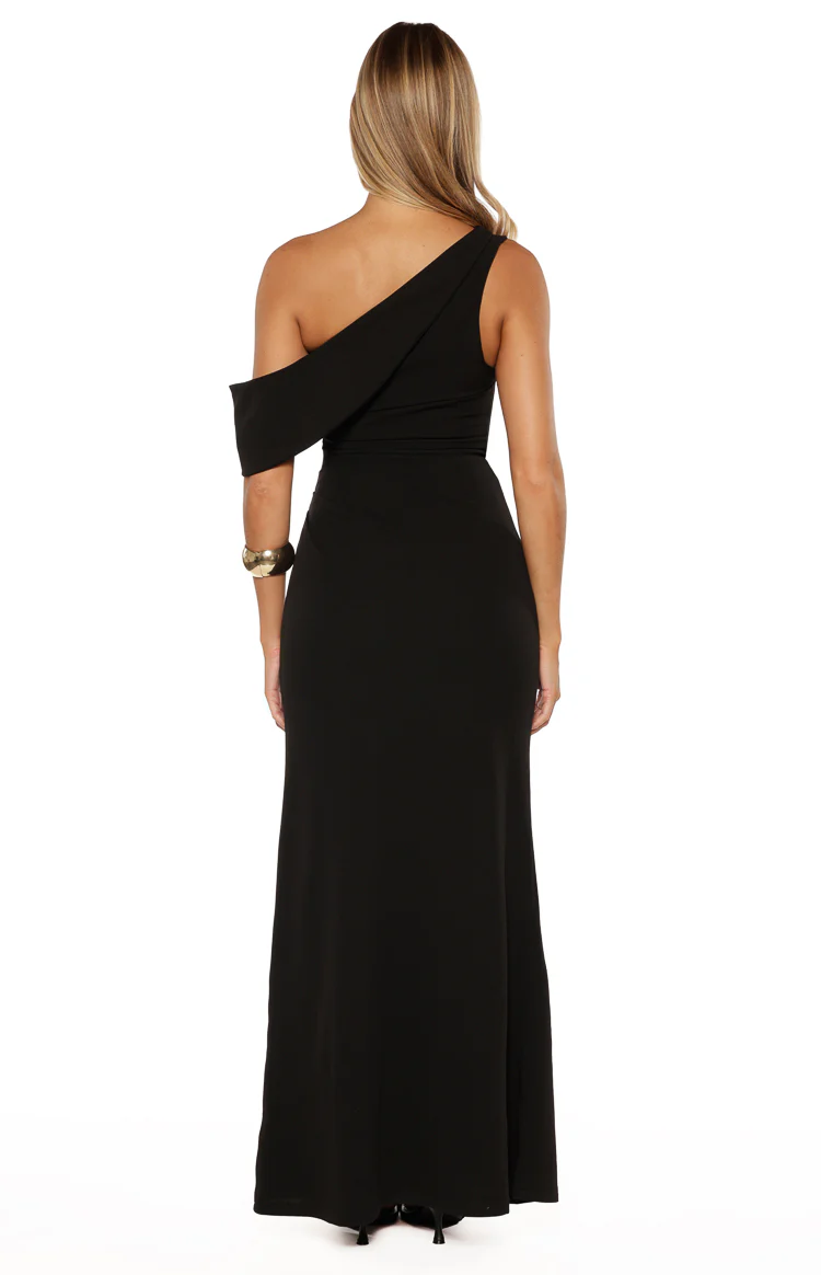 Farah Black Crepe Off Shoulder Maxi Dress - Image 4