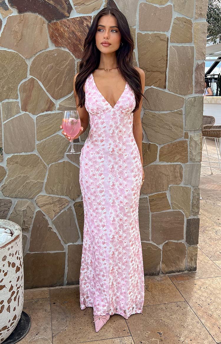 Farida Pink Lace Maxi Dress - Image 10