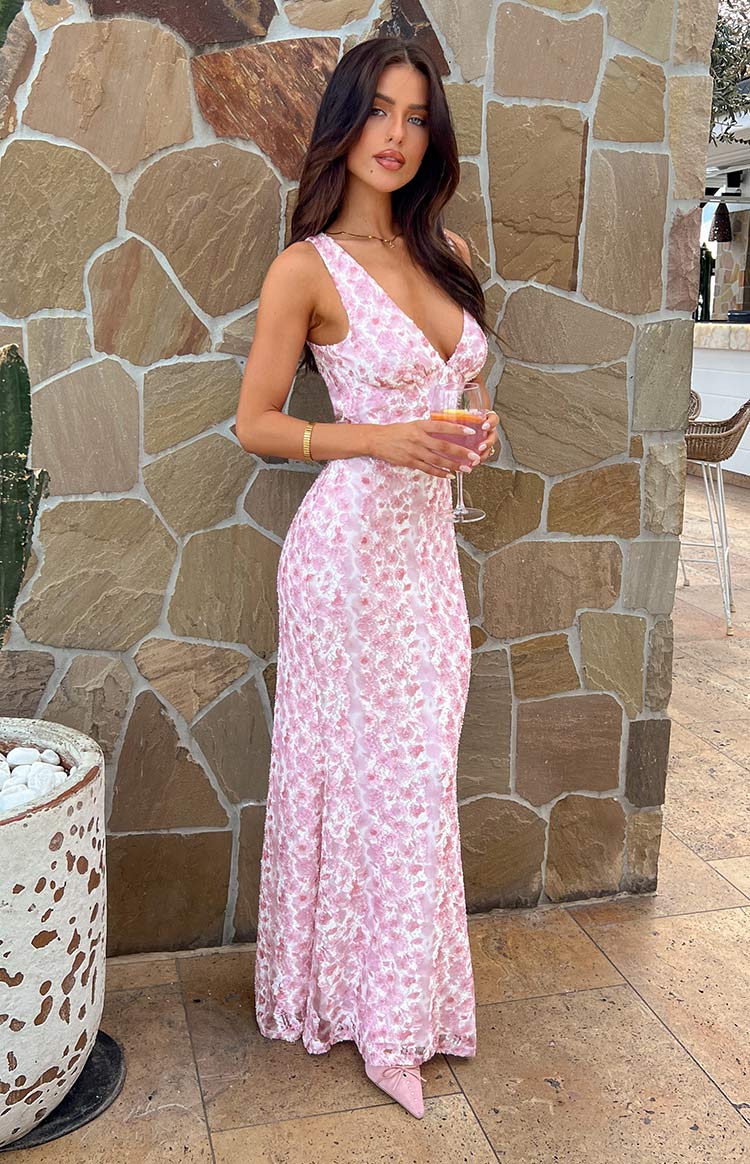 Farida Pink Lace Maxi Dress - Image 11