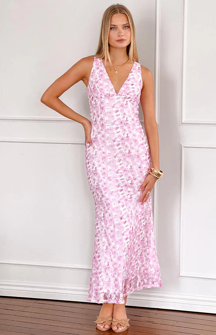 Farida Pink Lace Maxi Dress - Image 22