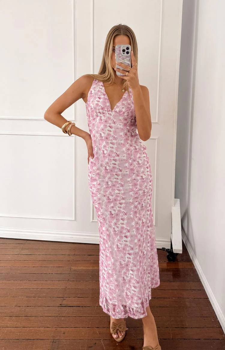 Farida Pink Lace Maxi Dress - Image 24