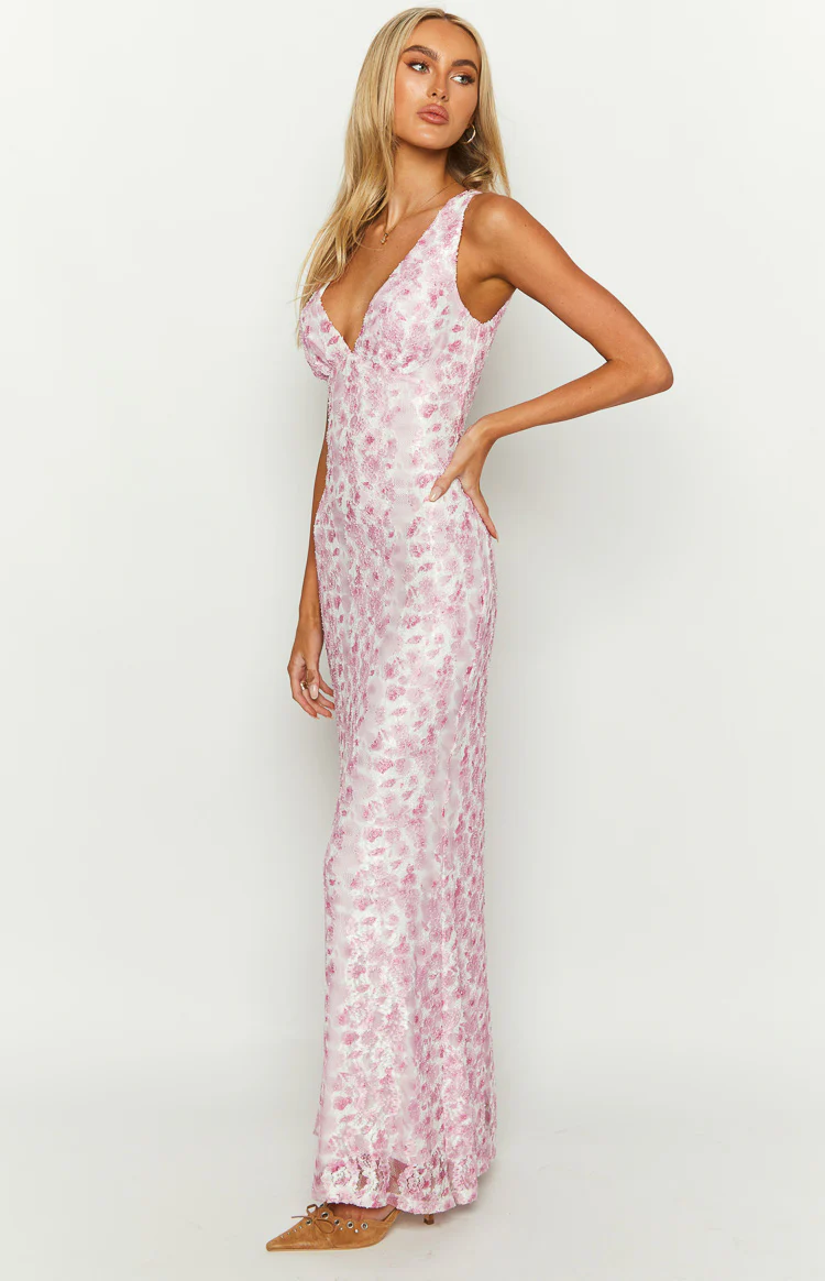 Farida Pink Lace Maxi Dress - Image 7