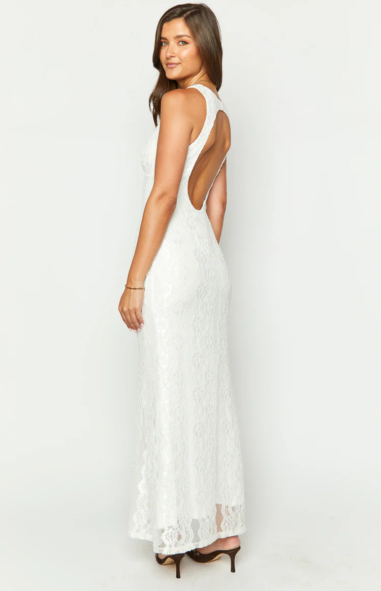 Farida White Lace Maxi Dress - Image 5