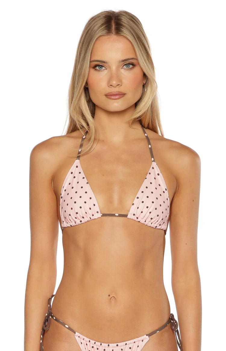 Florida Pink Polka Dot Triangle Bikini Top - Image 3