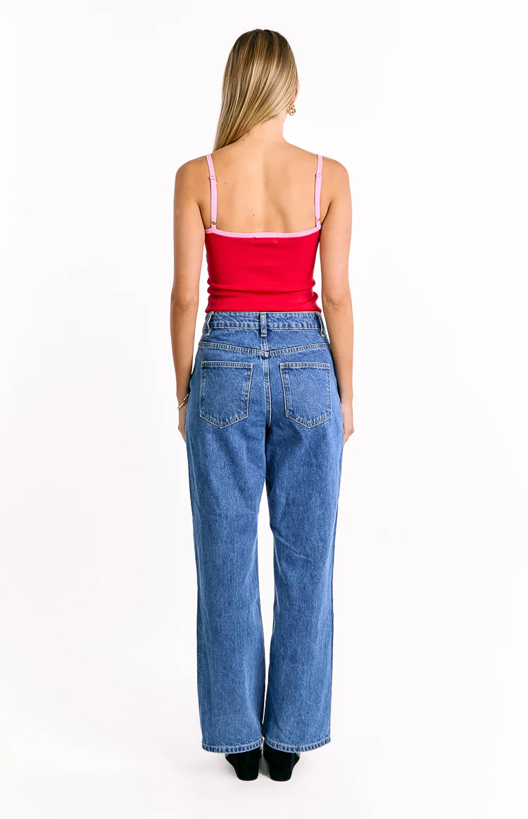 Florrie Red Pink Contrast Knit Top - Image 5