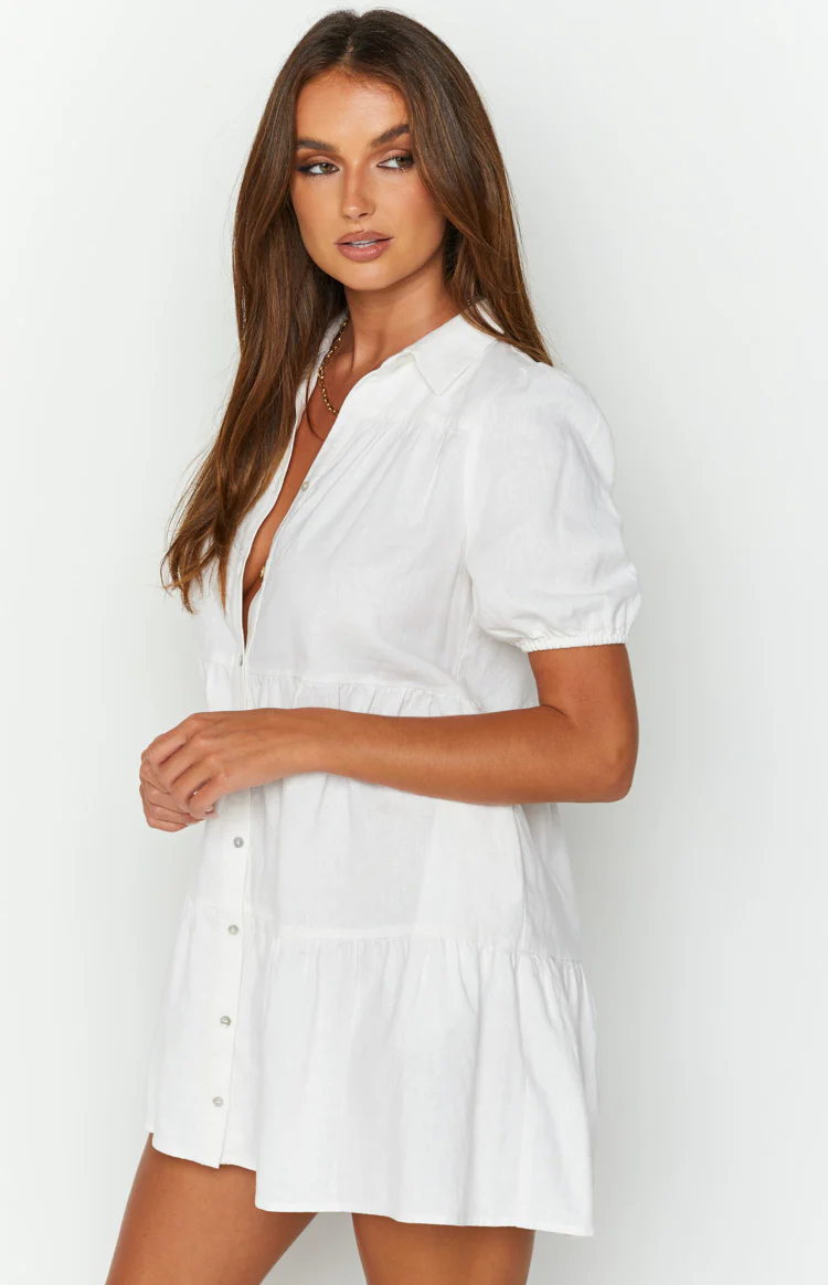 Frances White Linen Tiered Dress - Image 6