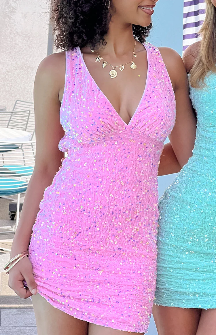 Franco Pink Sequin Mini Dress - Image 8