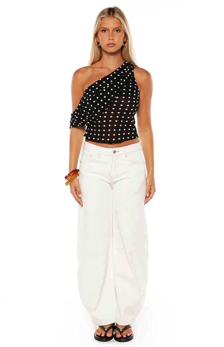 Freddie White Denim Barrel Leg Jeans - Image 2