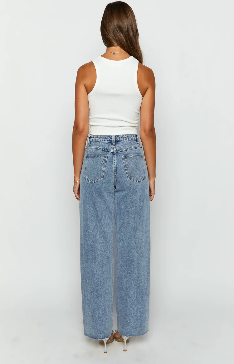Gem Diamante Trim Wide Leg Denim Jeans - Image 5