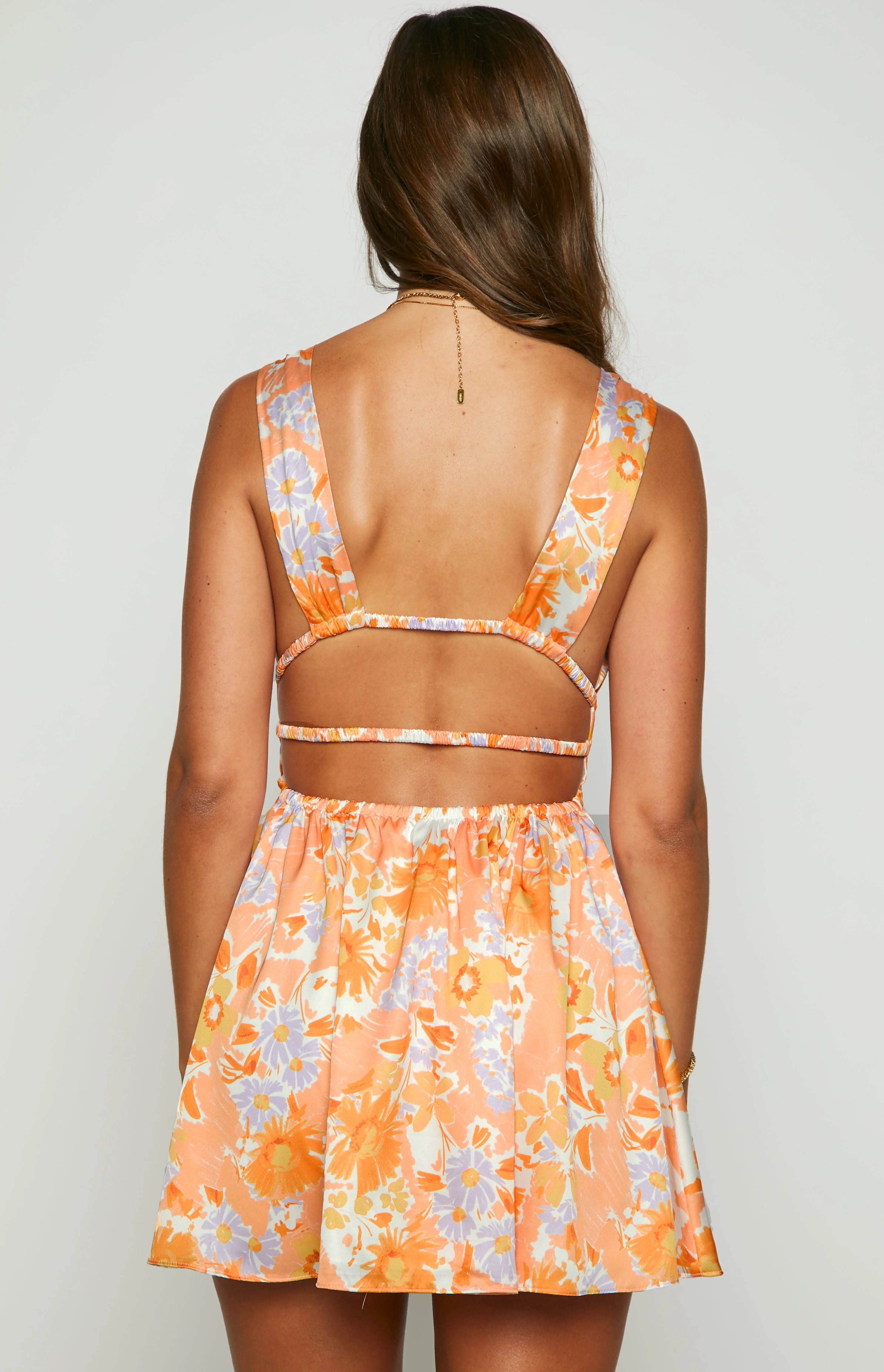 Genovia Orange Floral Mini Dress - Image 5