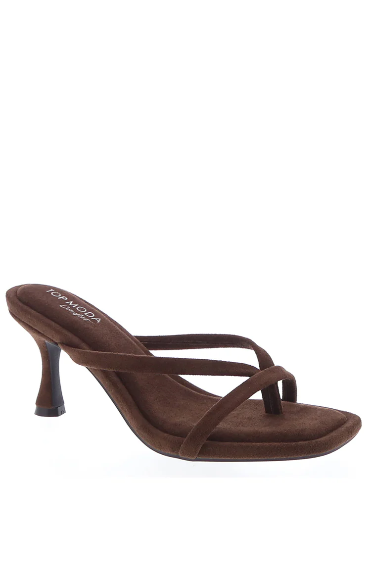 Girls Night Brown Suede Strap Kitten Heels - Image 2