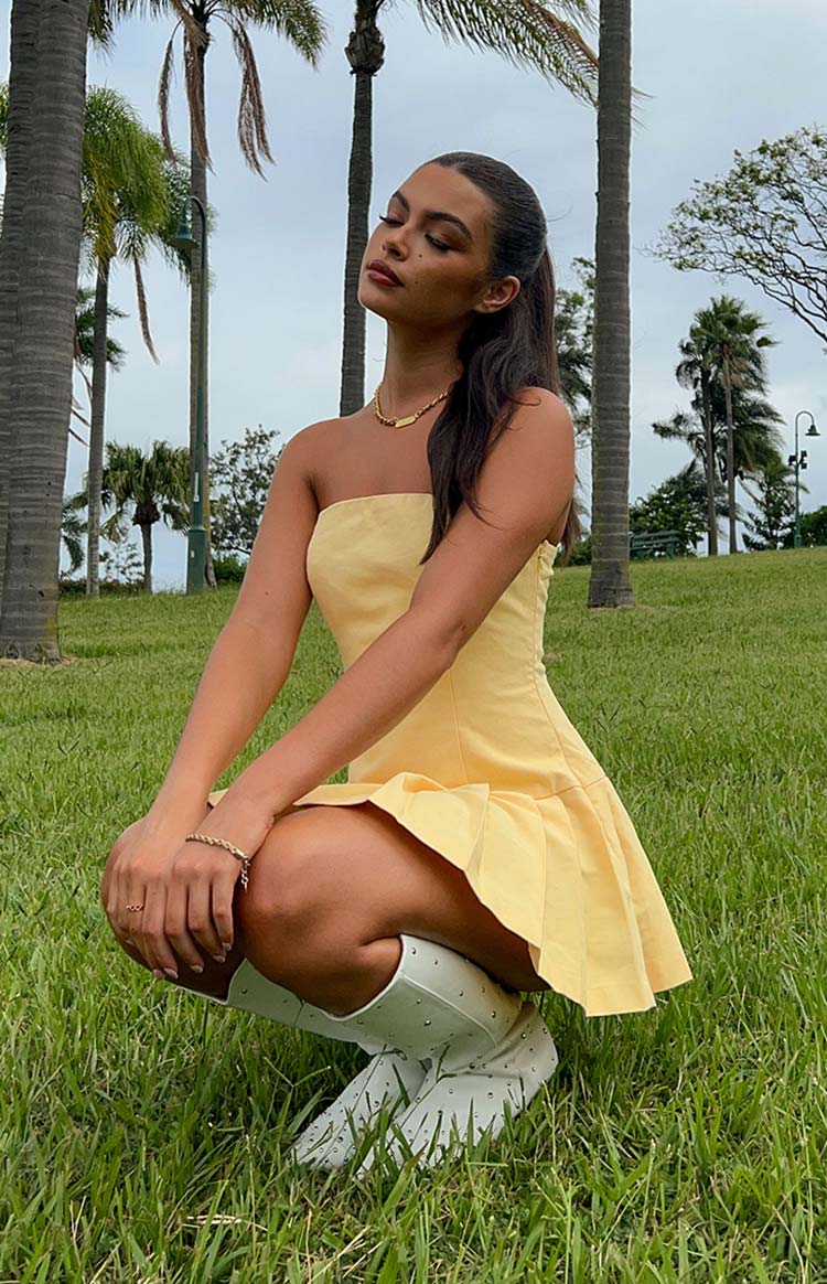 Good Days Yellow Strapless Mini Dress - Image 8