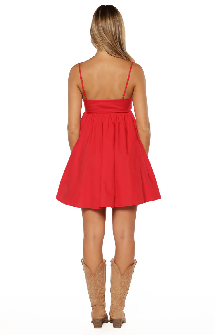 Gracelyn Red Embroidered Mini Dress - Image 5