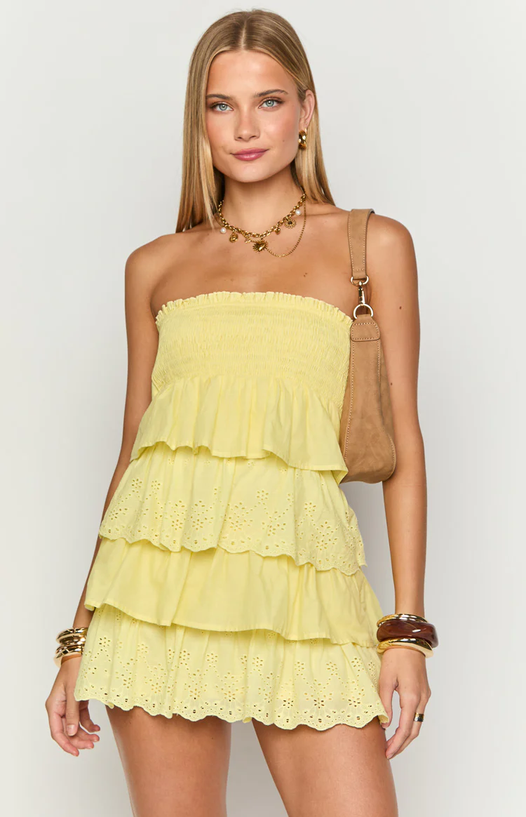 Hannah Yellow Strapless Mini Dress - Image 3