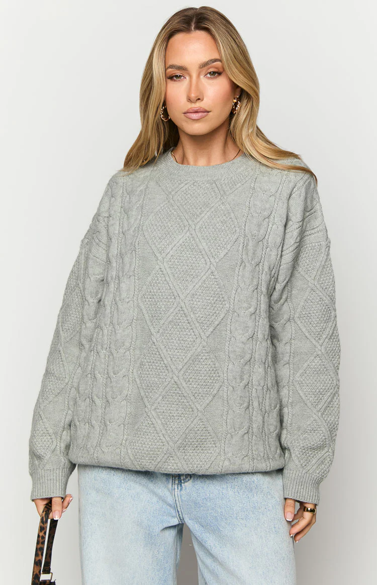 Hardy Grey Cable Knit Sweater - Image 2