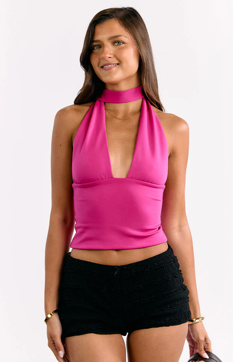Harlow Hot Pink Halter Top - Image 2