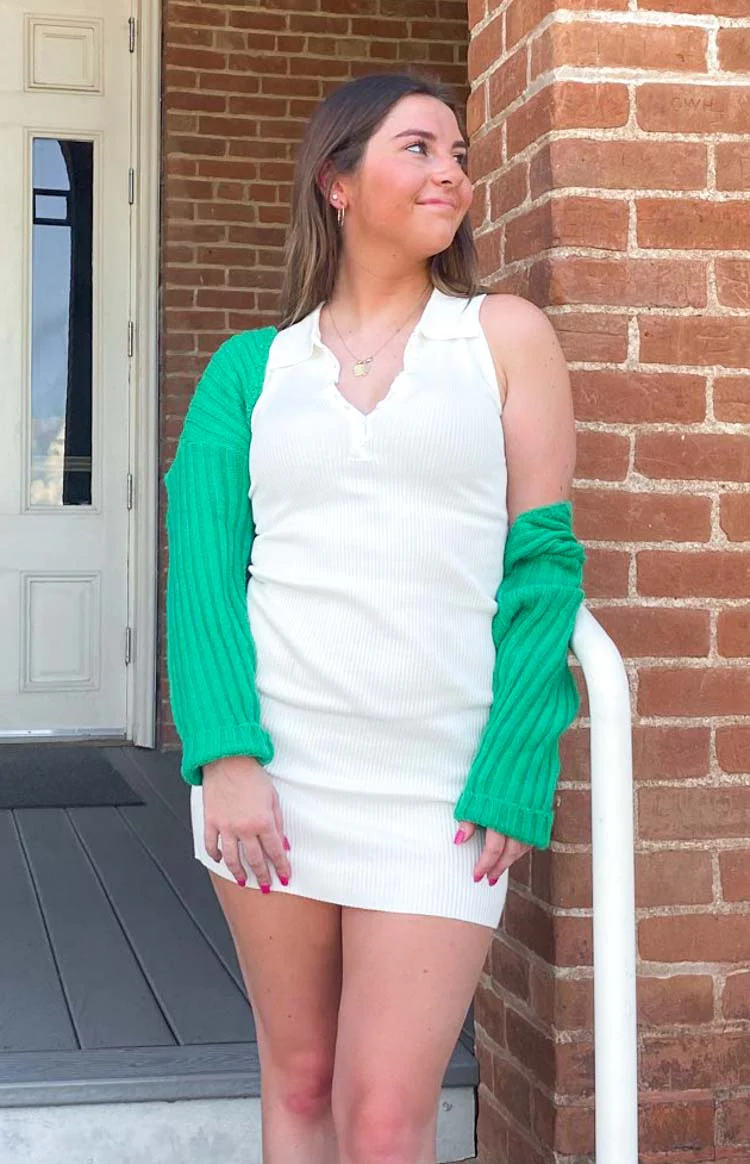 Hazel Collared Mini Dress White - Image 5