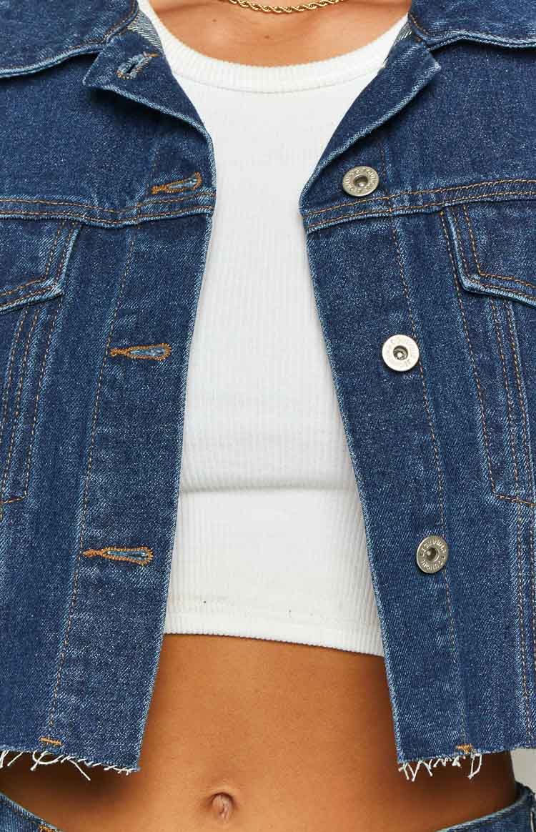Helena Dark Wash Denim Cropped Jacket - Image 6