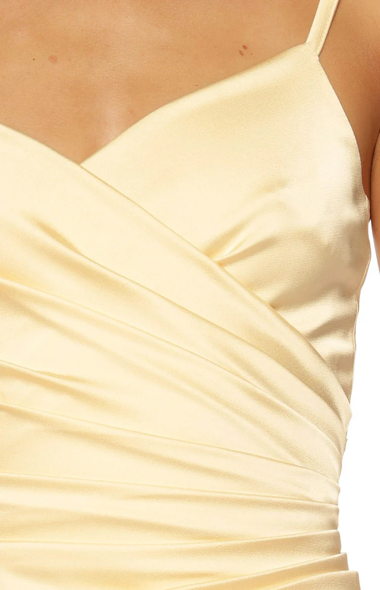 Higher Ground Yellow Ruched Party Mini Dress - Image 7