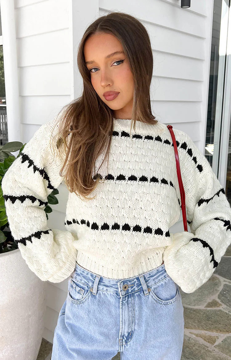 Holly White Heart Stripe Sweater - Image 8