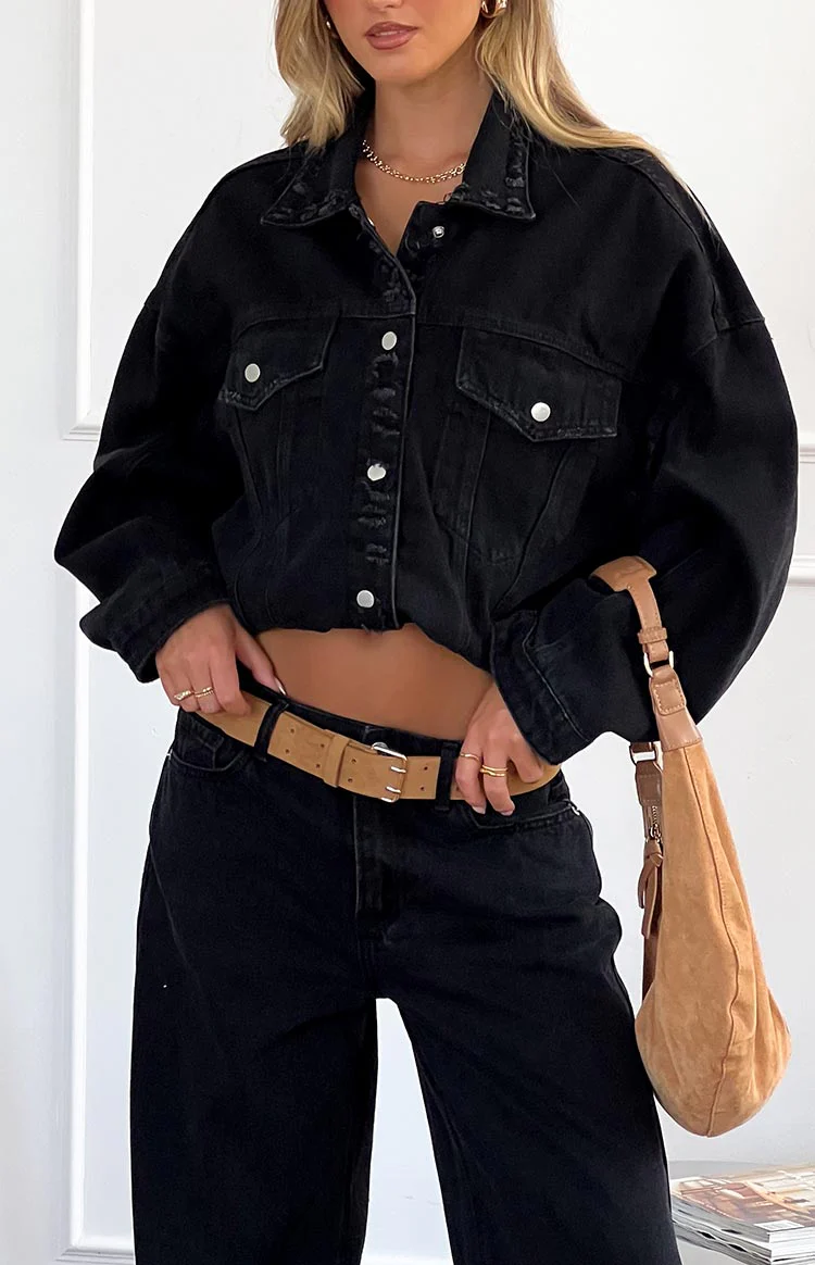 Hugo Black Oversized Denim Jacket - Image 13