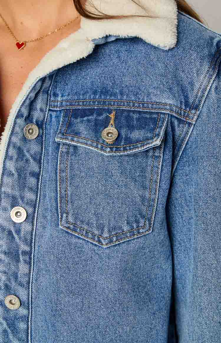 Icelyn Mid Wash Sherpa Denim Jacket - Image 6