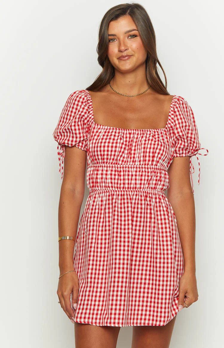 I'm Yours Red Gingham Mini Dress - Image 10