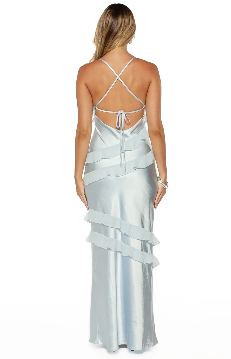 Inara Blue Ruffle Maxi Dress - Image 5