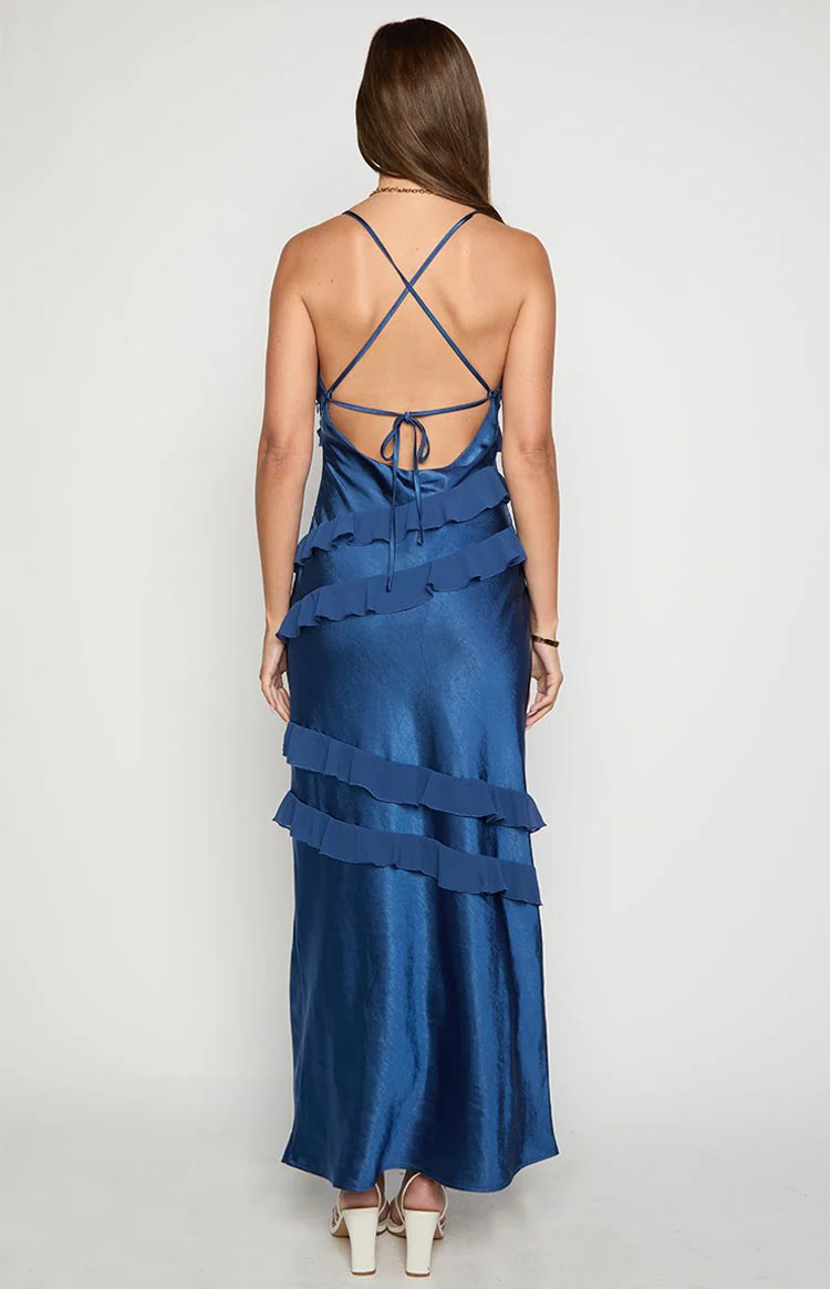 Inara Navy Ruffle Maxi Dress - Image 4