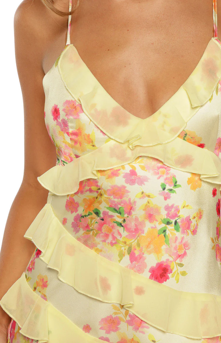 Inara Yellow Bloom Ruffle Maxi Dress - Image 5