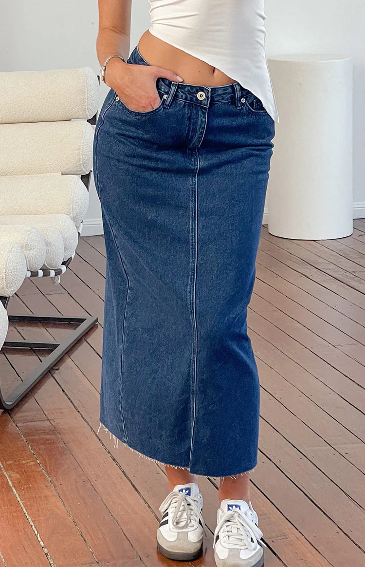 Isla Dark Denim Midi Skirt - Image 7