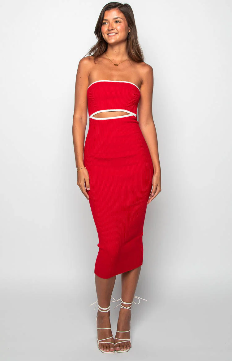 Isobel Red Midi Dress - Image 3