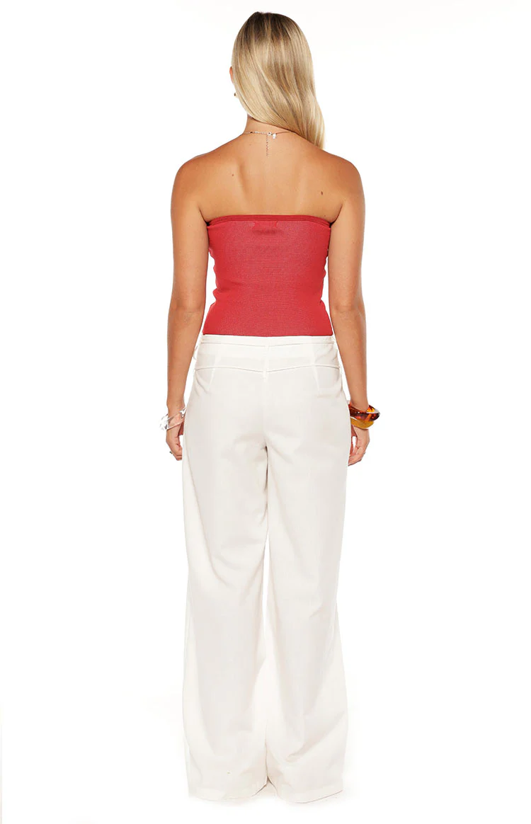 Jacq White Tie Waist Wide Leg Pants - Image 7