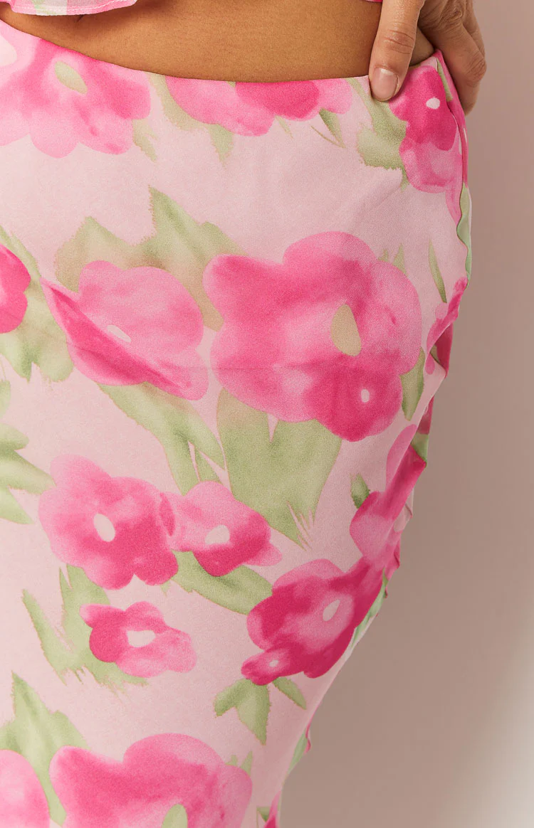 Jacqulin Pink Floral Print Maxi Skirt - Image 6
