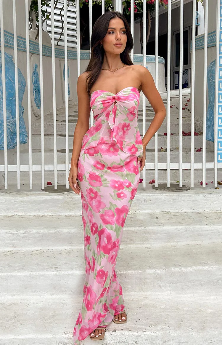 Jacqulin Pink Floral Print Maxi Skirt - Image 8