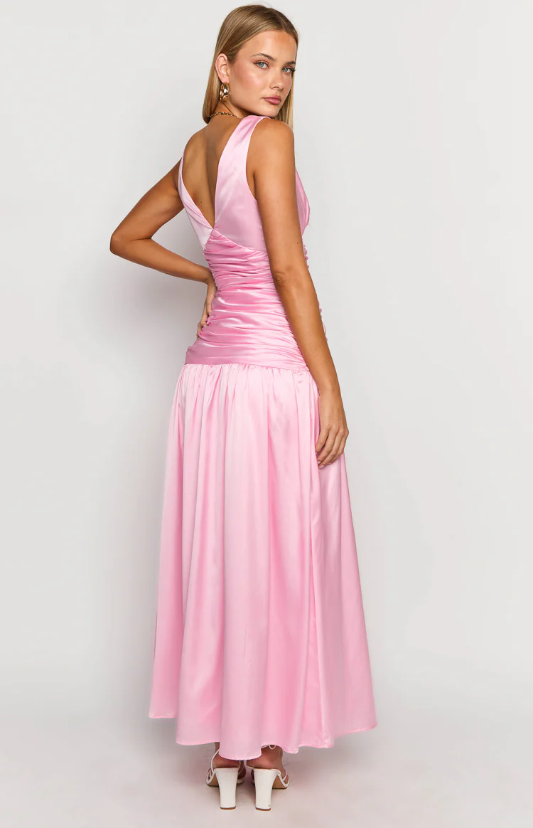 Jalyn Pink Gathered Maxi Dress - Image 5
