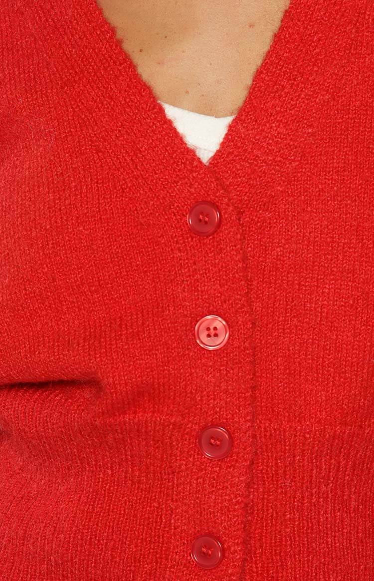 Janda Red Knit Oversized Cardigan - Image 9
