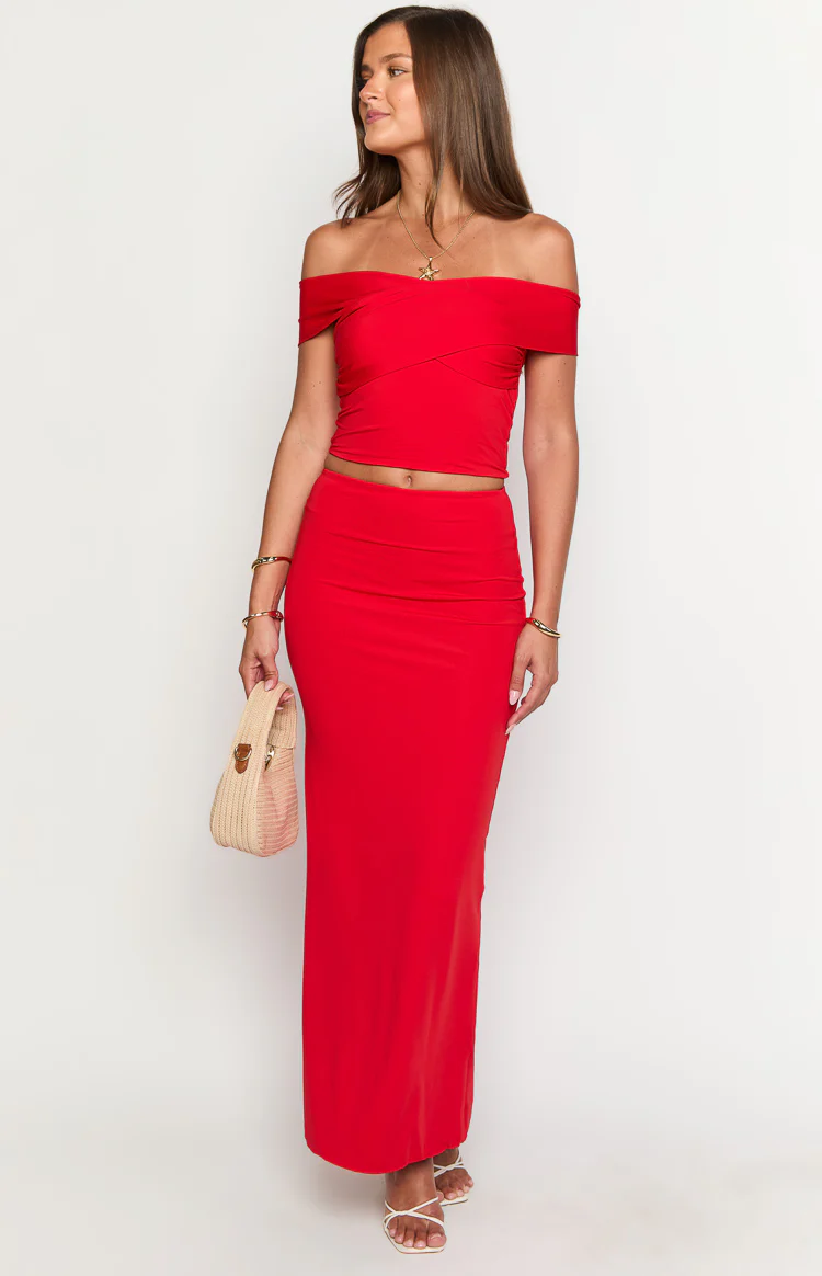 Jaya Red Maxi Skirt - Image 2