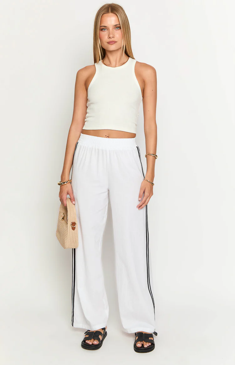 Jenner White Linen Blend Pants - Image 2