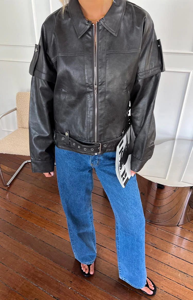 Jessica Anne PU Washed Black Jacket - Image 14