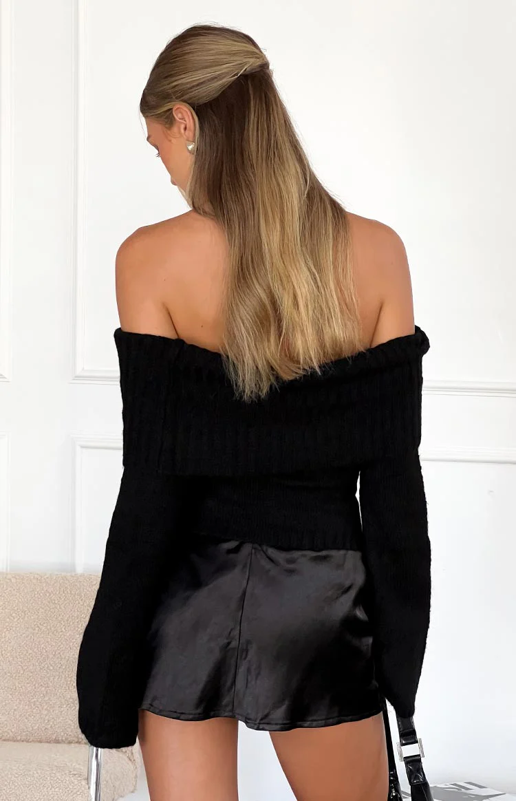Joey Black Off Shoulder Sweater - Image 17