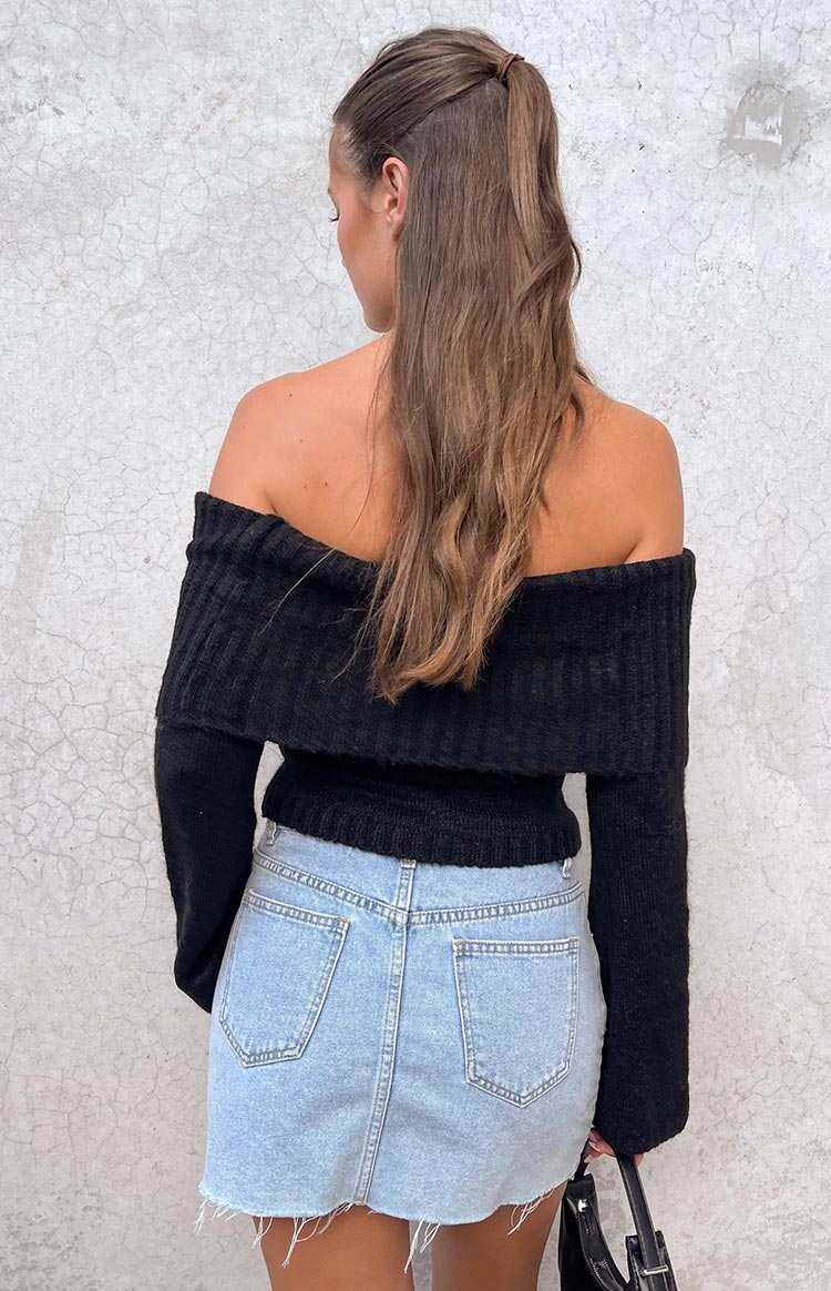 Joey Black Off Shoulder Sweater - Image 8