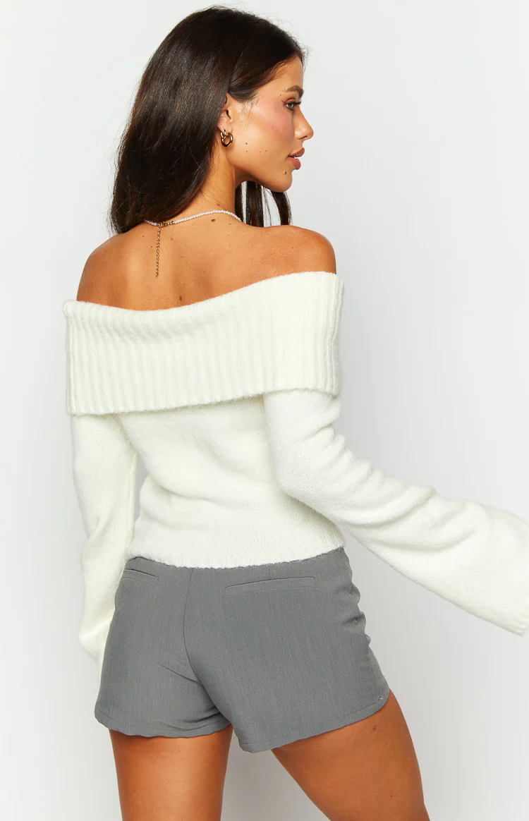 Joey Cream Off Shoulder Sweater - Image 4
