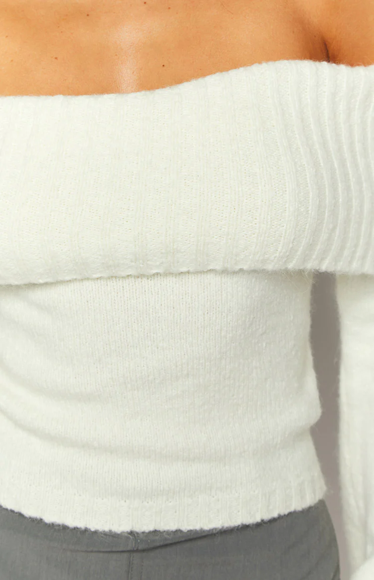 Joey Cream Off Shoulder Sweater - Image 6