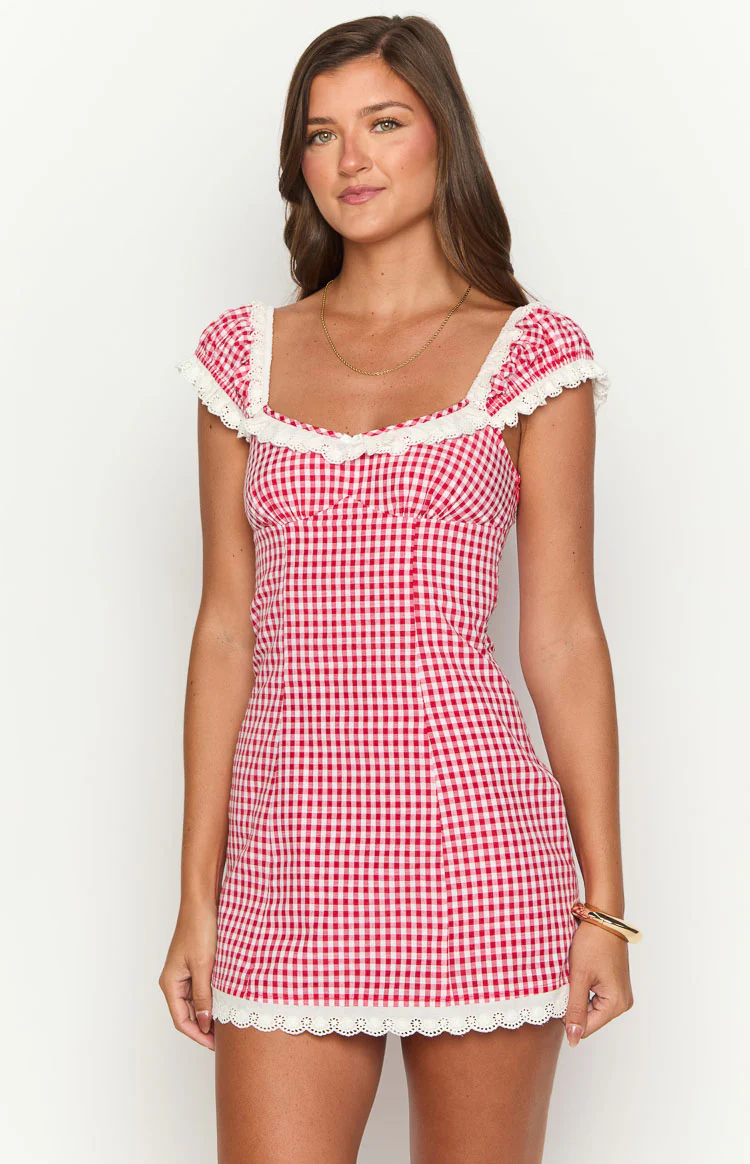 Jolie Red Short Sleeve Mini Dress - Image 2