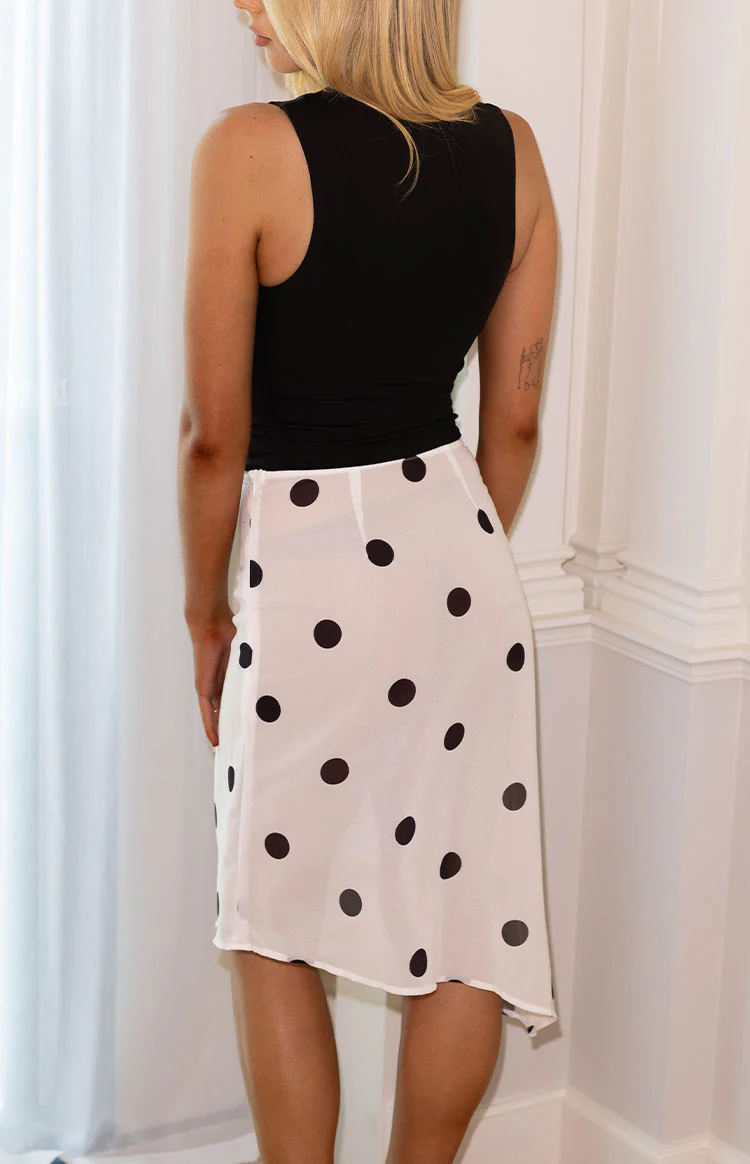 Jordan White Polka Dot Sheer Midi Skirt - Image 11