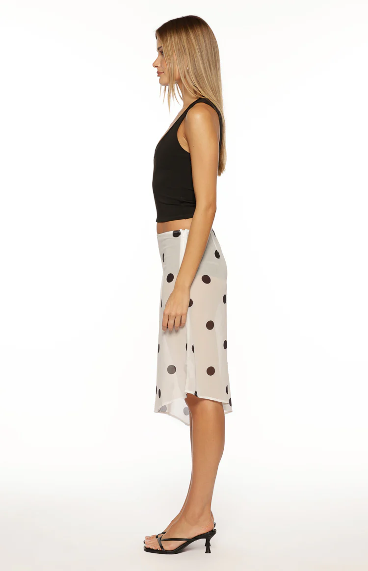 Jordan White Polka Dot Sheer Midi Skirt - Image 6