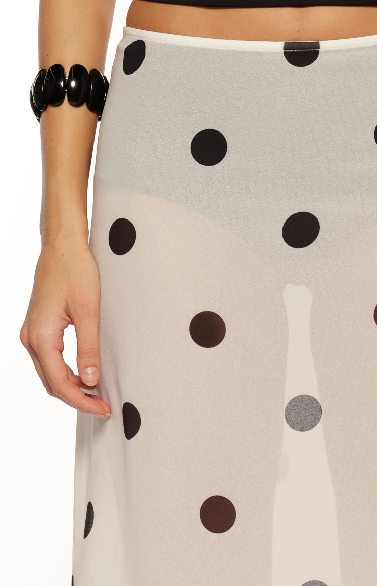 Jordan White Polka Dot Sheer Midi Skirt - Image 8
