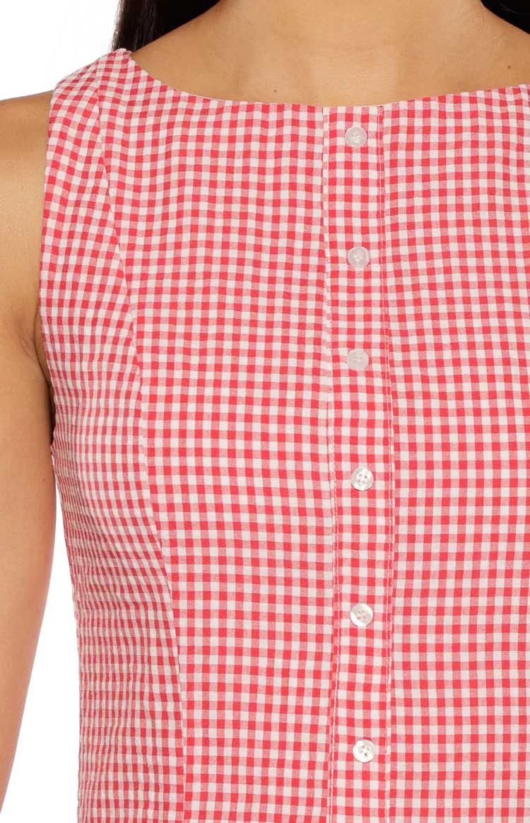 Jordyn Red Gingham Mini Dress - Image 8