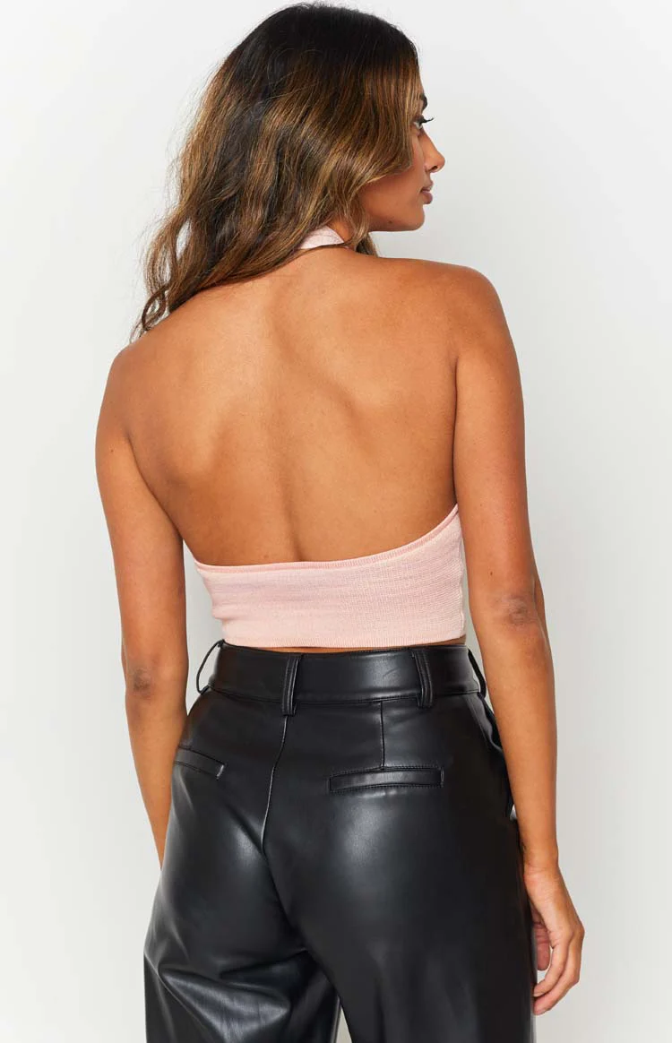 Juliana Knit Halter Top Pink - Image 7